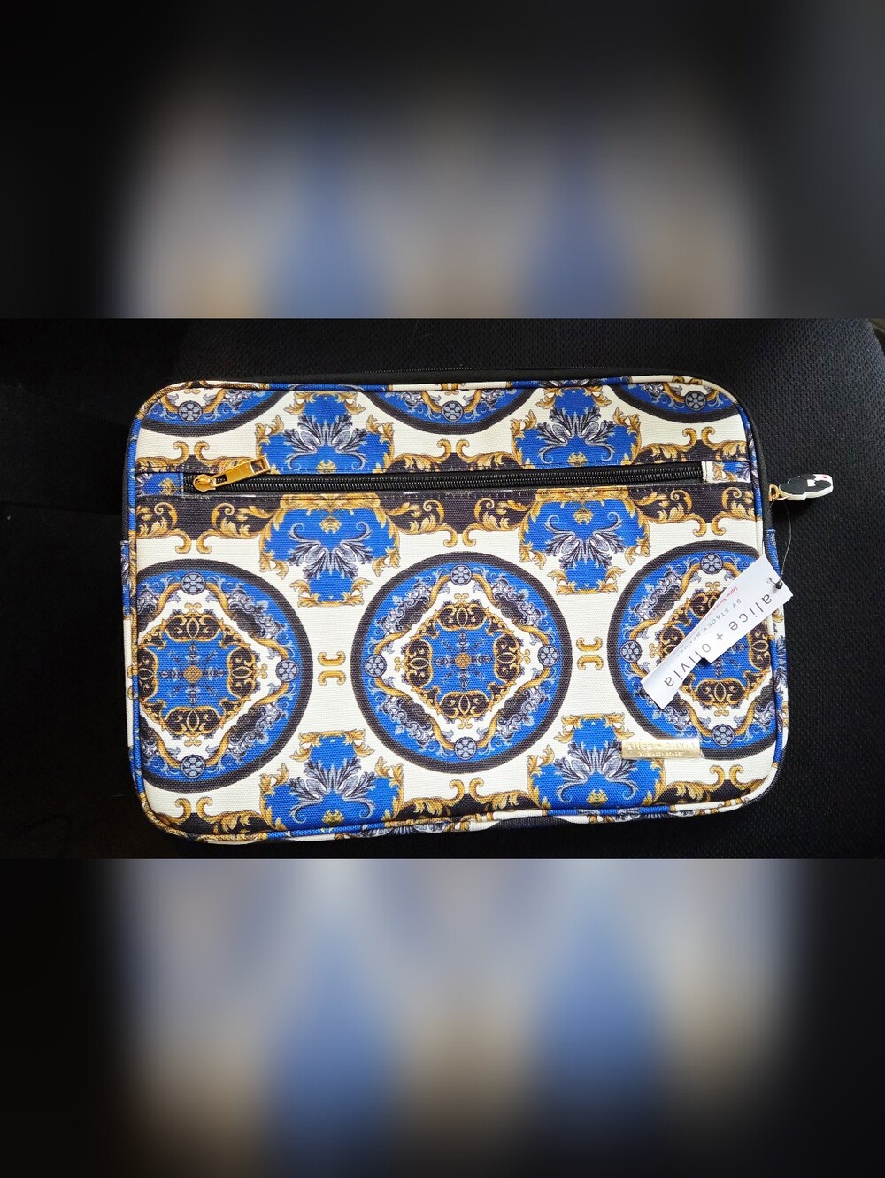 Blue and Gold Printed Women’s Laptop Pouch